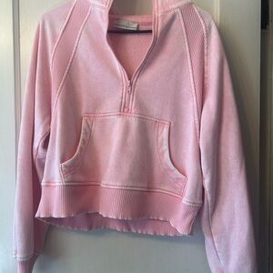 Zenana Outfitters Pink Quarter-Zip Sweatshirt